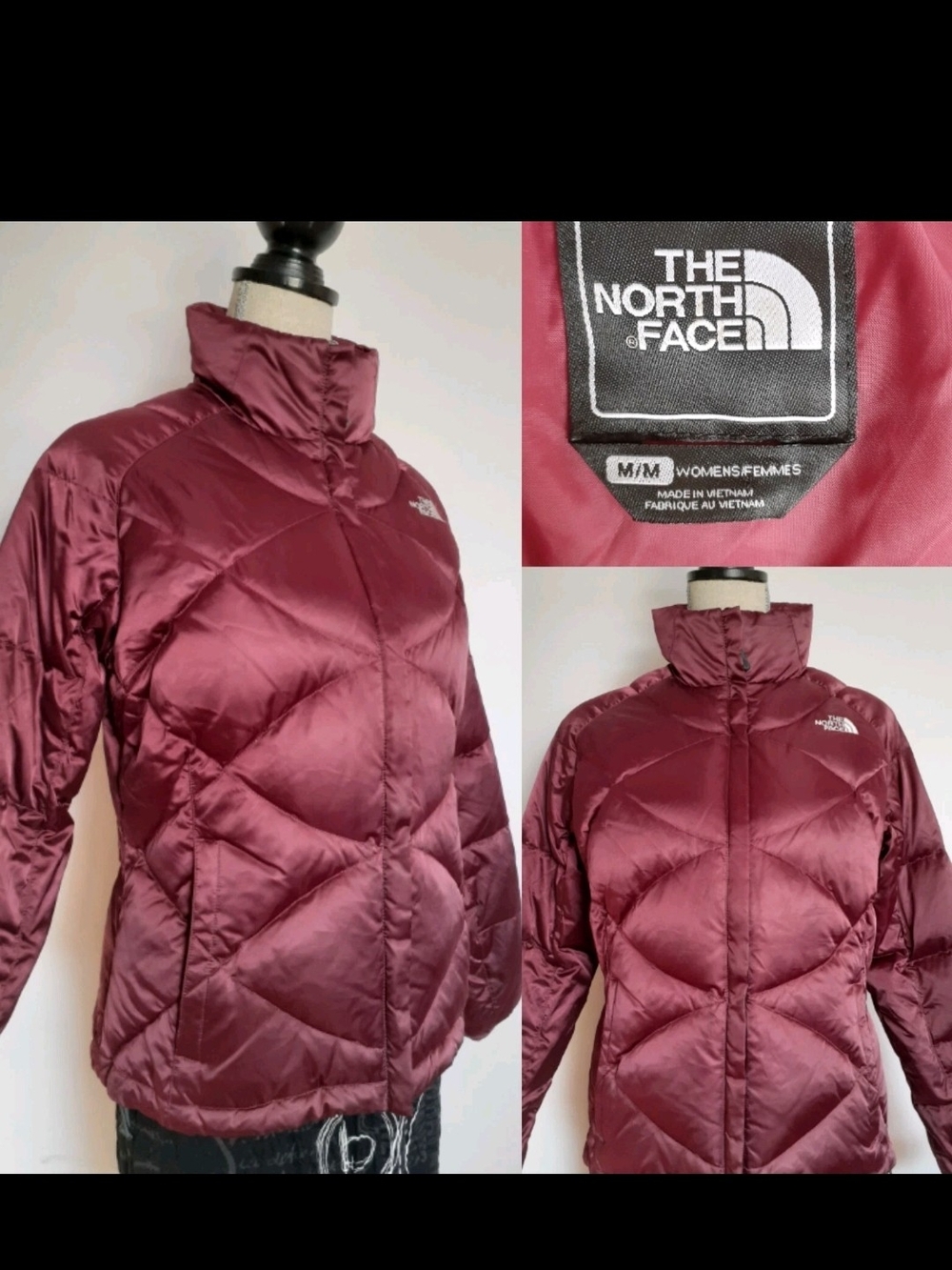 The North Face Womens M Aconcagua 550 Goose Down Jacket Burgundy Barbie Pink
